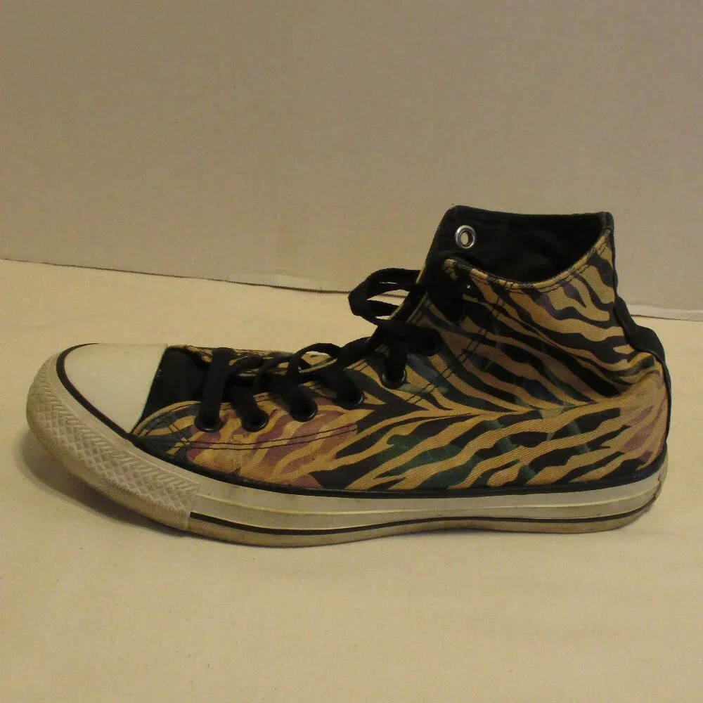 Converse Shoes Chuck Taylor Men Size 9 Black White Tan Lace Up High Top Shoes